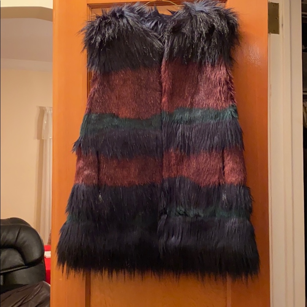 Multicolored Faux Fur Vest